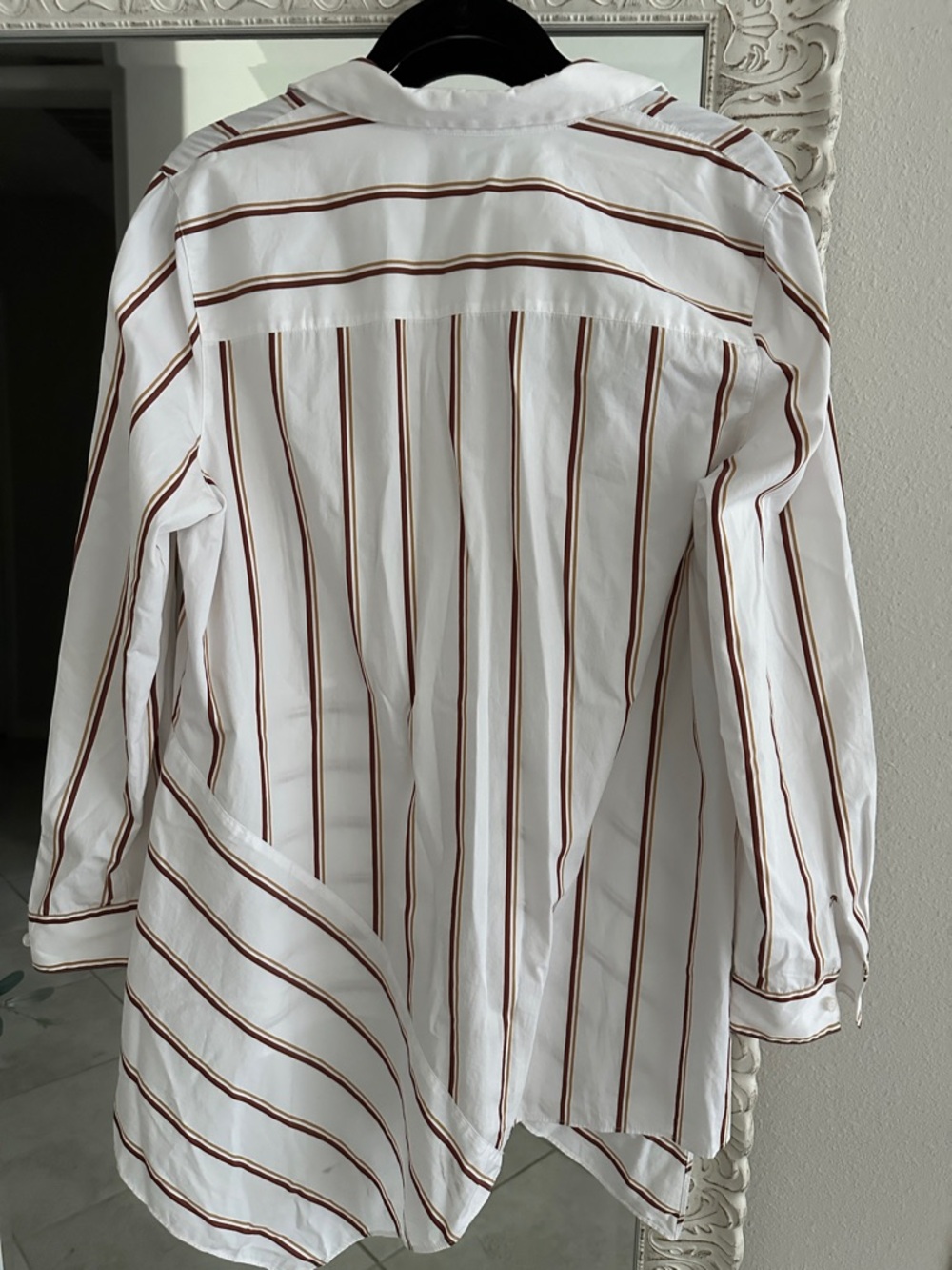 Lafayette 148 New York Striped Tunic Button Down Top - Picture 3 of 3